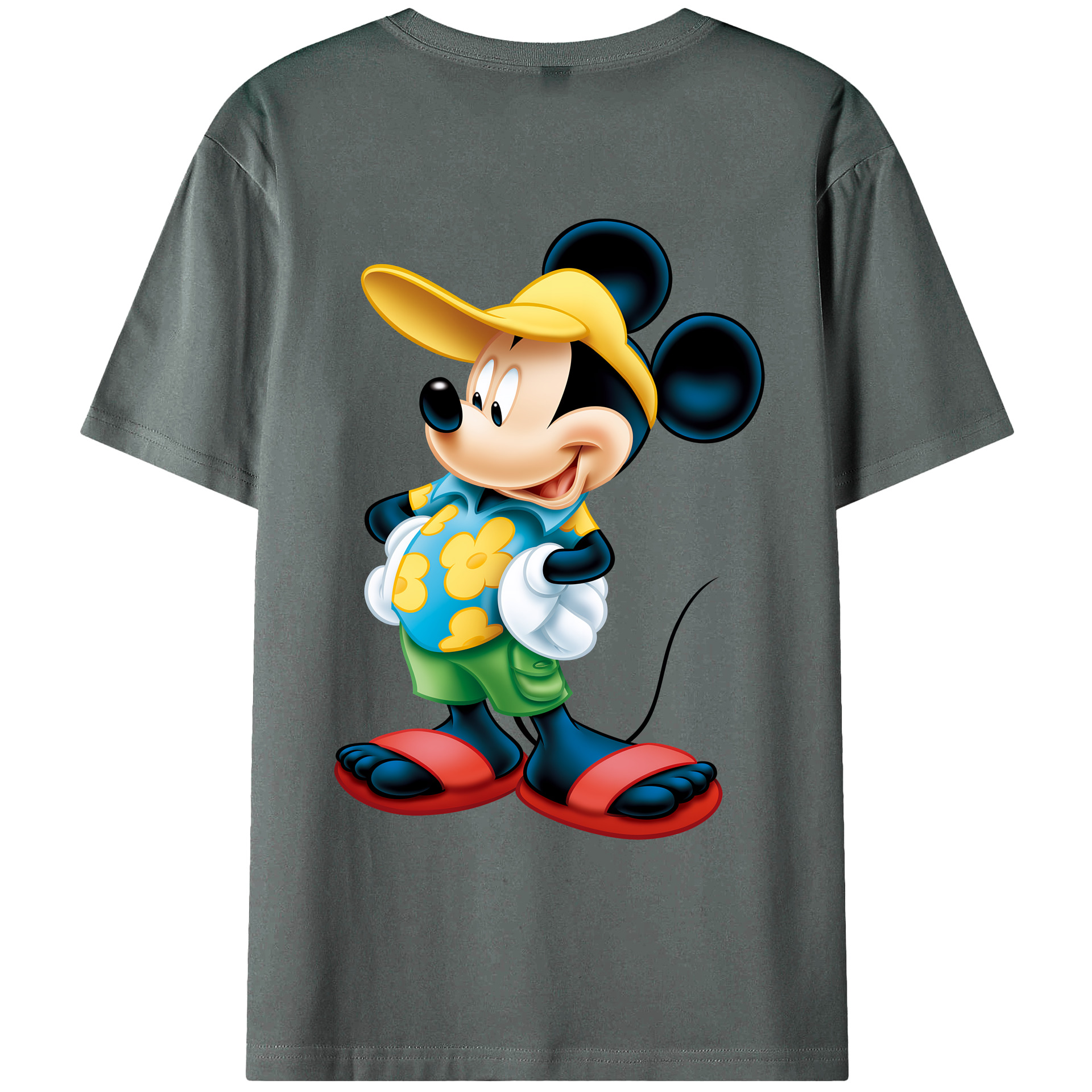 （画像用） ミッキーマウス Mickey Mouse 綿100％ メンズ半袖Tシャツ（バックプリント） 通気性